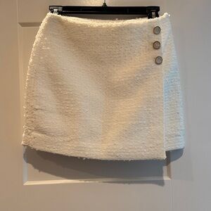 Endless Rose Cream Bouclé Mini Skirt with Decorative Buttons